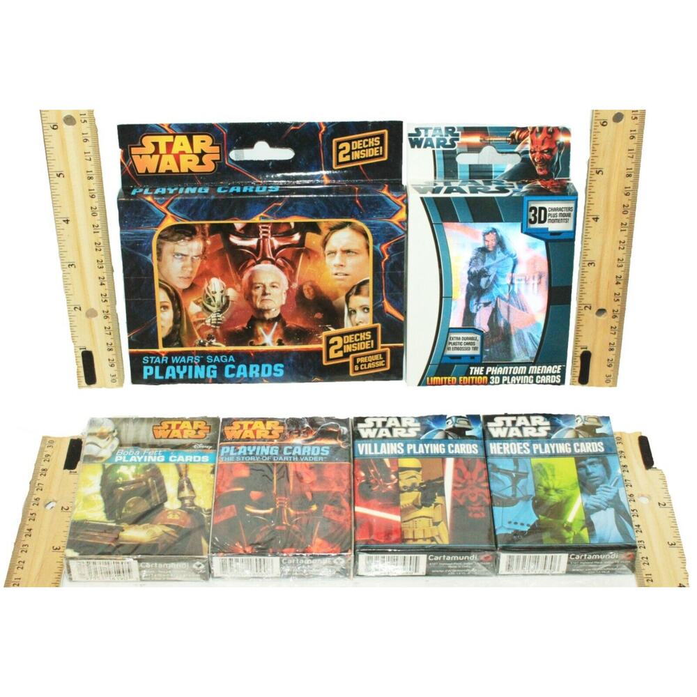 6 Lot - Vintage Disney Star Wars Deck Playing Cards - Mixed Characters & Sagas
